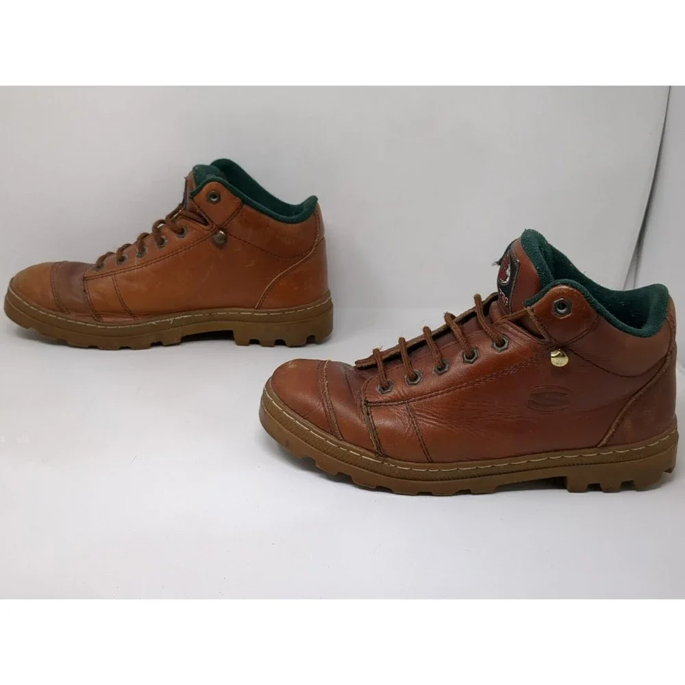 Vintage Y2K Skechers Chunky Ankle‎ Boots Leather Lace Up Brown Shoes Mens Size 9